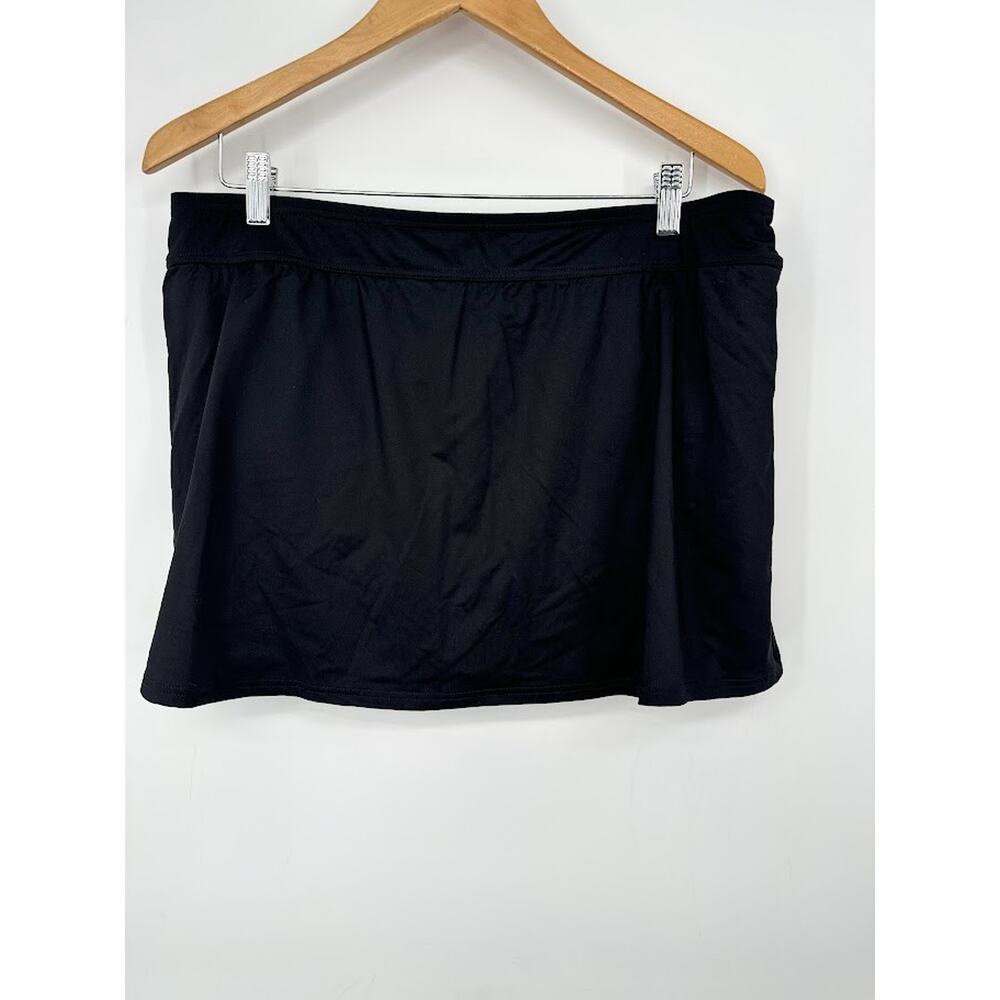 Lands End Swim Skirt Size 16W Plus Black Elastic Waist Pull On Brief Liner Beach